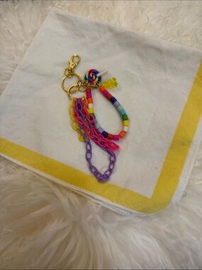 Multicolor Beaded Keychain with Chain and Charm